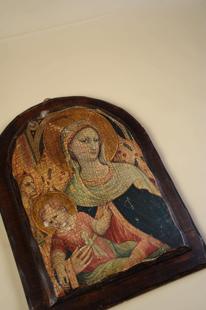 Mother Mary Wooden Plaque — 'Madonna and Child'