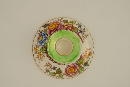 Maling Peony Rose Candle Holder With Gold Rim