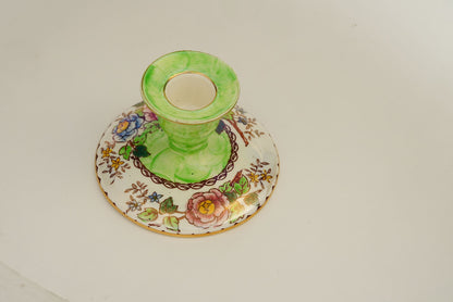 Maling Peony Rose Candle Holder With Gold Rim