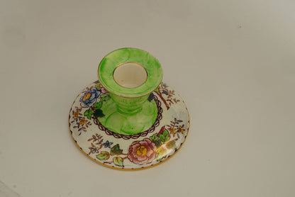 Maling Peony Rose Candle Holder With Gold Rim