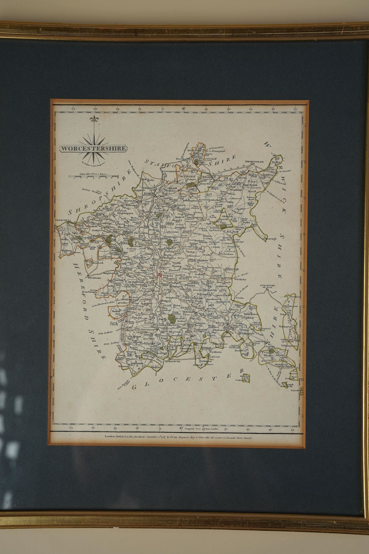Antique Map of Worcestershire by John Cary, 1787