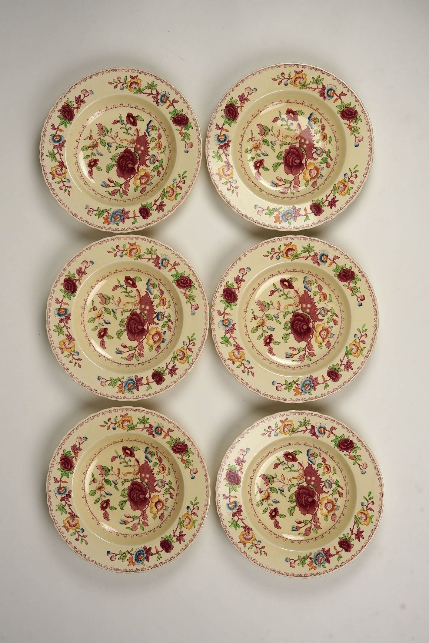 Set of 6 | Mason's Ironstone, Red 'Regency' Large Stew Bowls