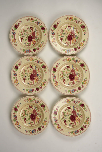 Set of 6 | Mason's Ironstone, Red 'Regency' Large Stew Bowls