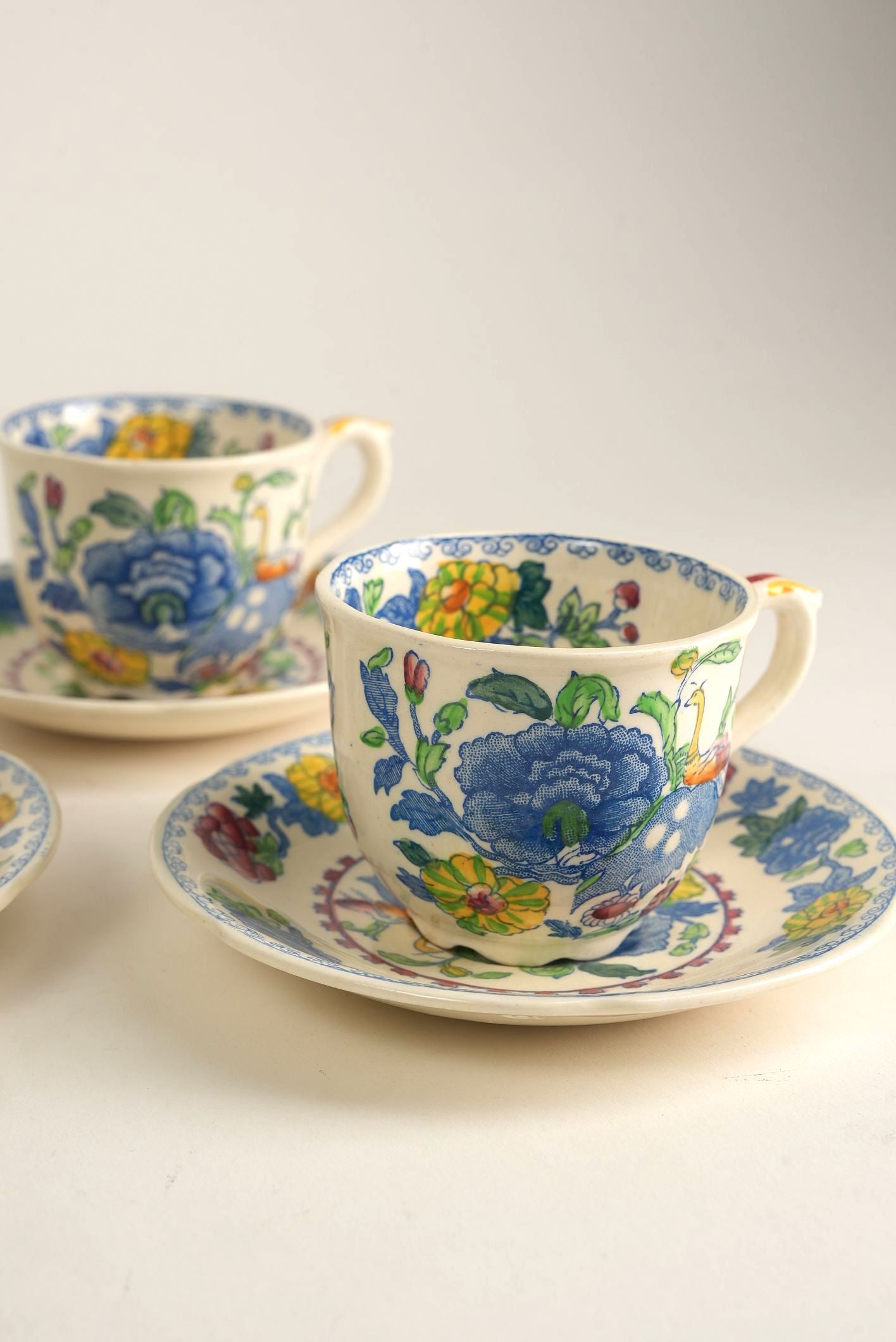Set of 5 | Vintage Mason's Regency Tea Cups & Saucers