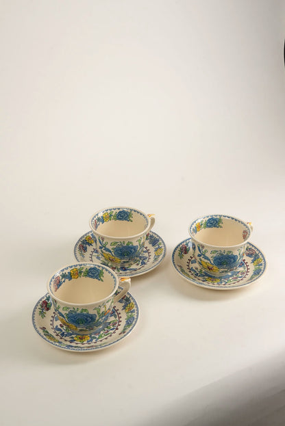 Set of 5 | Vintage Mason's Regency Small Coffee Espresso Cups & Saucers