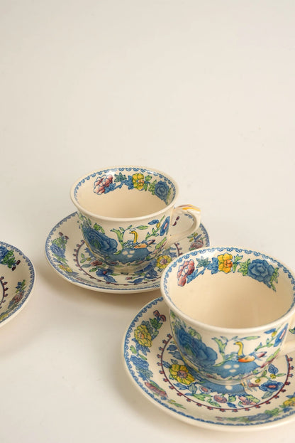 Set of 5 | Vintage Mason's Regency Small Coffee Espresso Cups & Saucers