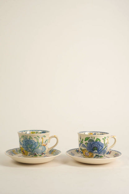 Set of 5 | Vintage Mason's Regency Small Coffee Espresso Cups & Saucers