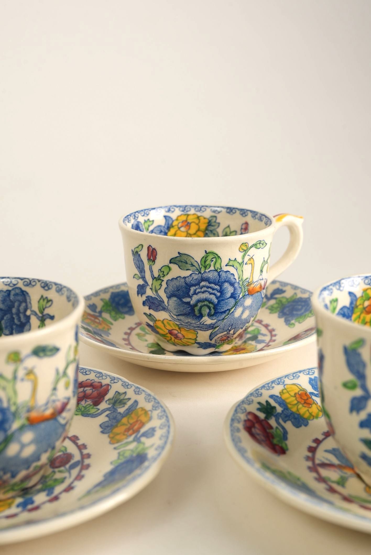 Set of 5 | Vintage Mason's Regency Tea Cups & Saucers