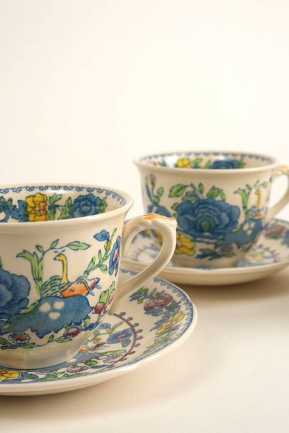 Set of 5 | Vintage Mason's Regency Small Coffee Espresso Cups & Saucers