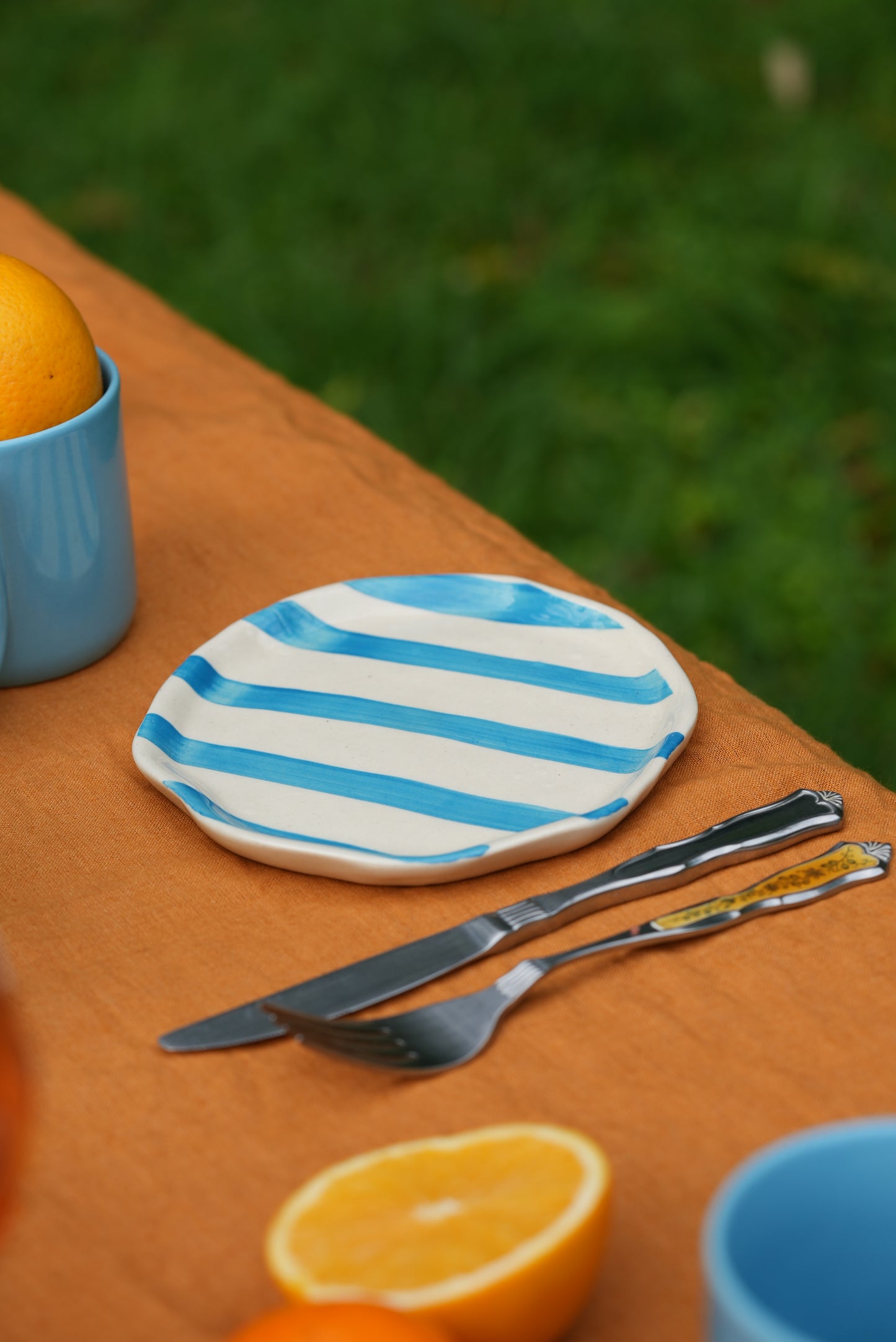 Stripe Edit Blue Dessert Plate | Set of 2