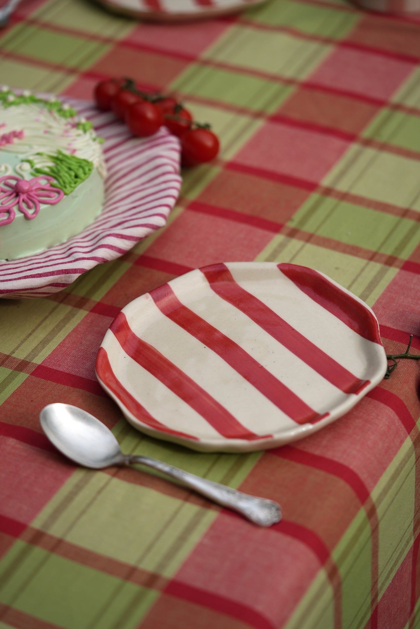Red Stripe Edit Dessert Plate | Set of 2