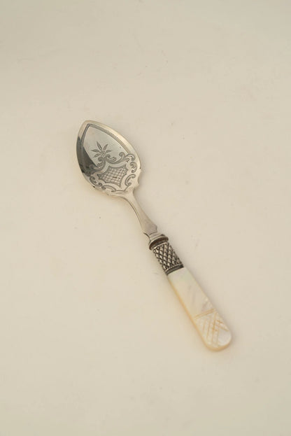 Antique Silver Dessert Server with Mother-of-Pearl Handle
