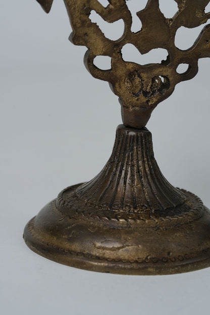 Pair of Antique Brass Floral Candelabras