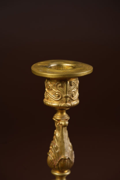 Rococo Candlesticks with Acanthus Stem & Scrollwork Base