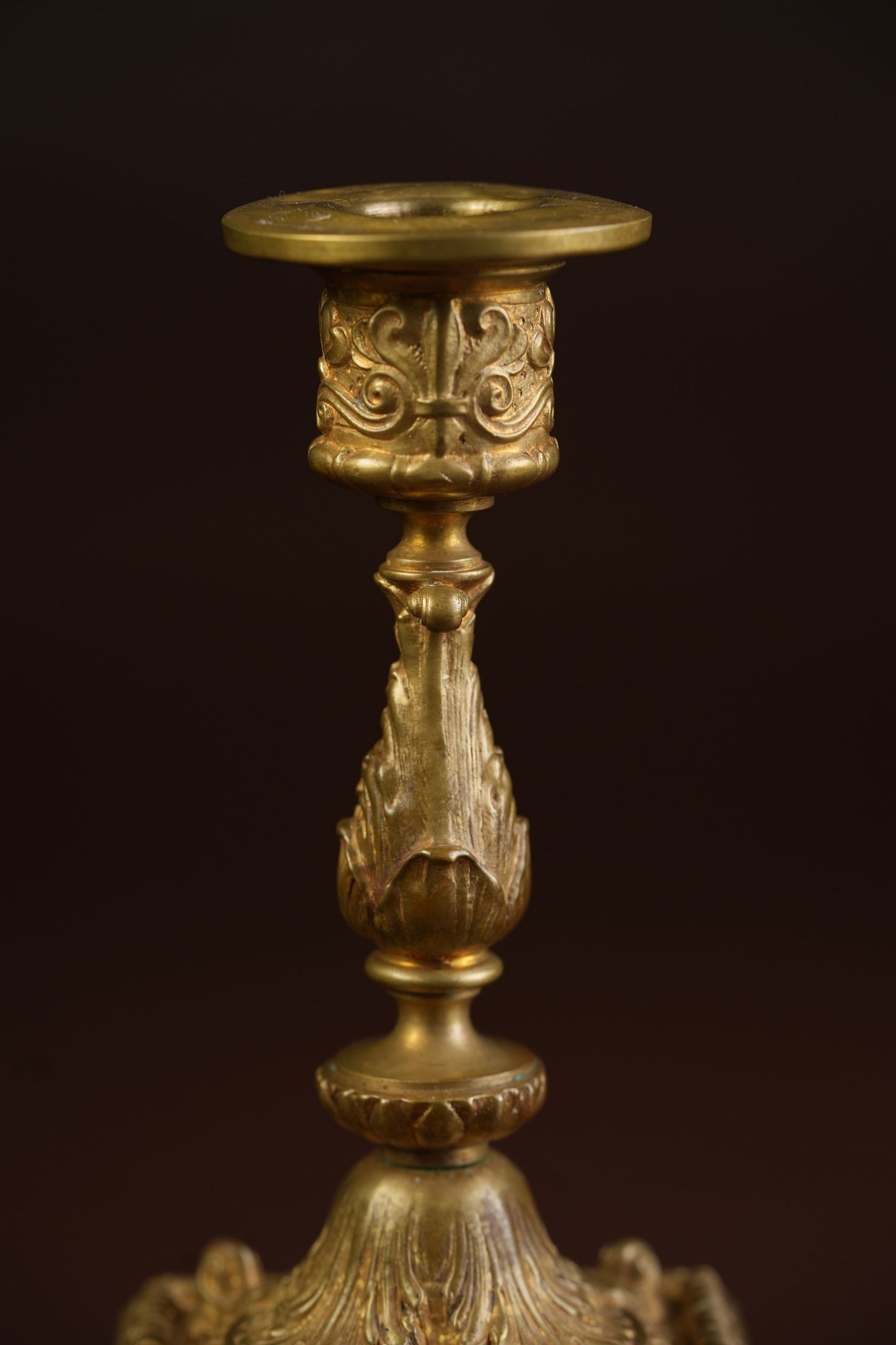 Rococo Candlesticks with Acanthus Stem & Scrollwork Base
