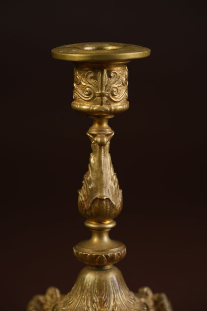 Rococo Candlesticks with Acanthus Stem & Scrollwork Base