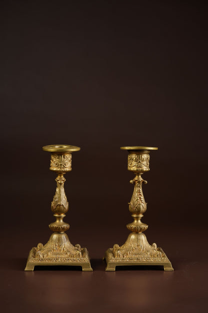 Rococo Candlesticks with Acanthus Stem & Scrollwork Base