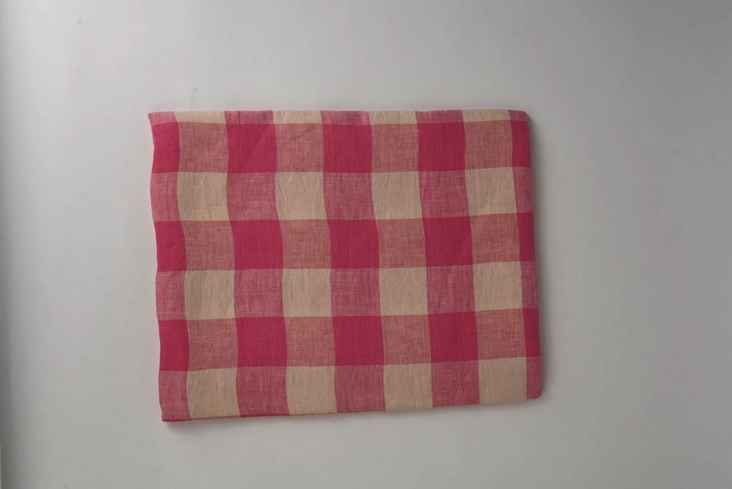Pink Checkered Linen Table Cover
