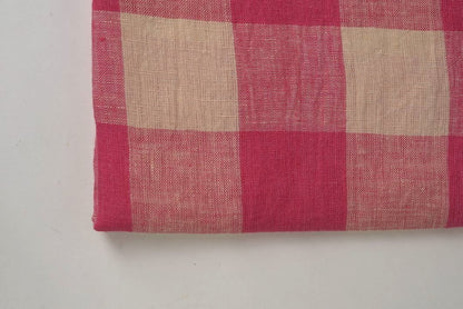 Pink Checkered Linen Table Cover