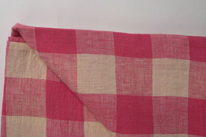 Pink Checkered Linen Table Cover