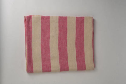 Pink & White Stripe Linen Table Cover
