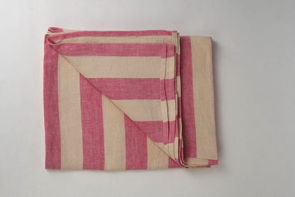 Pink & White Stripe Linen Table Cover