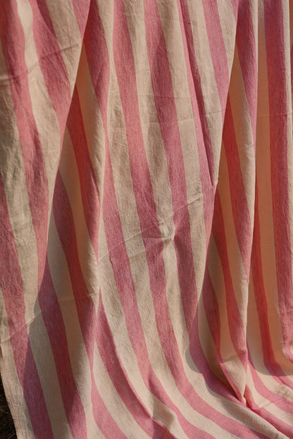 Pink & White Stripe Linen Table Cover