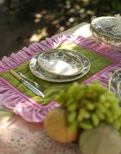 Pink & Green Frill Placemats | Set of 2