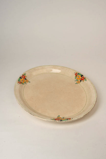 Platter Hand-Painted Art Deco Floral