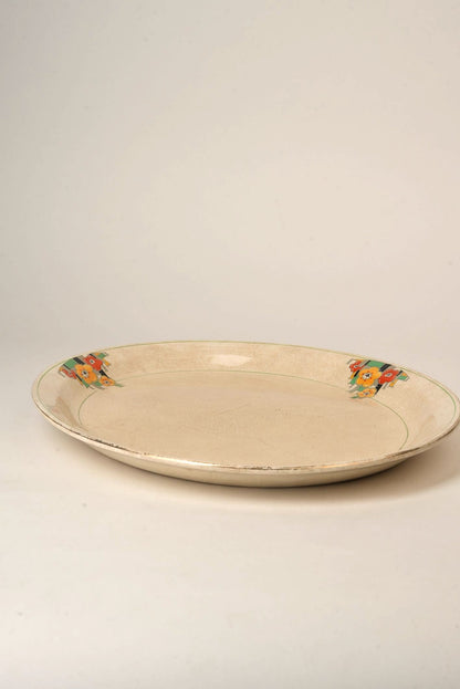 Platter Hand-Painted Art Deco Floral