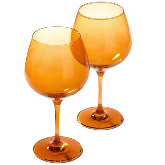 Italian Glass Sundowner Orange Gin Goblets | Set of 2