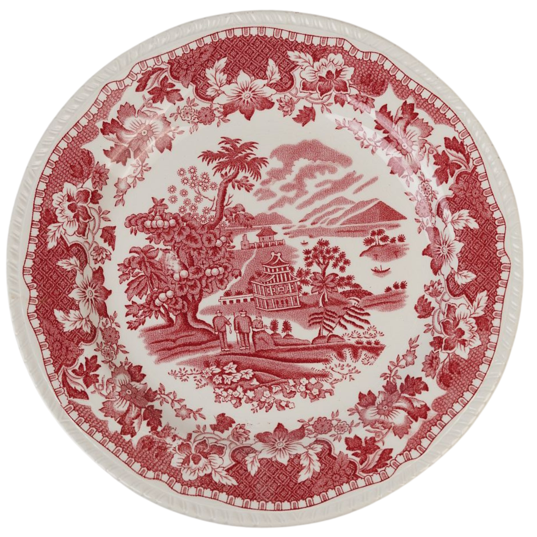 Red & White Sea Forts Enoch Burslem Dinner Plate
