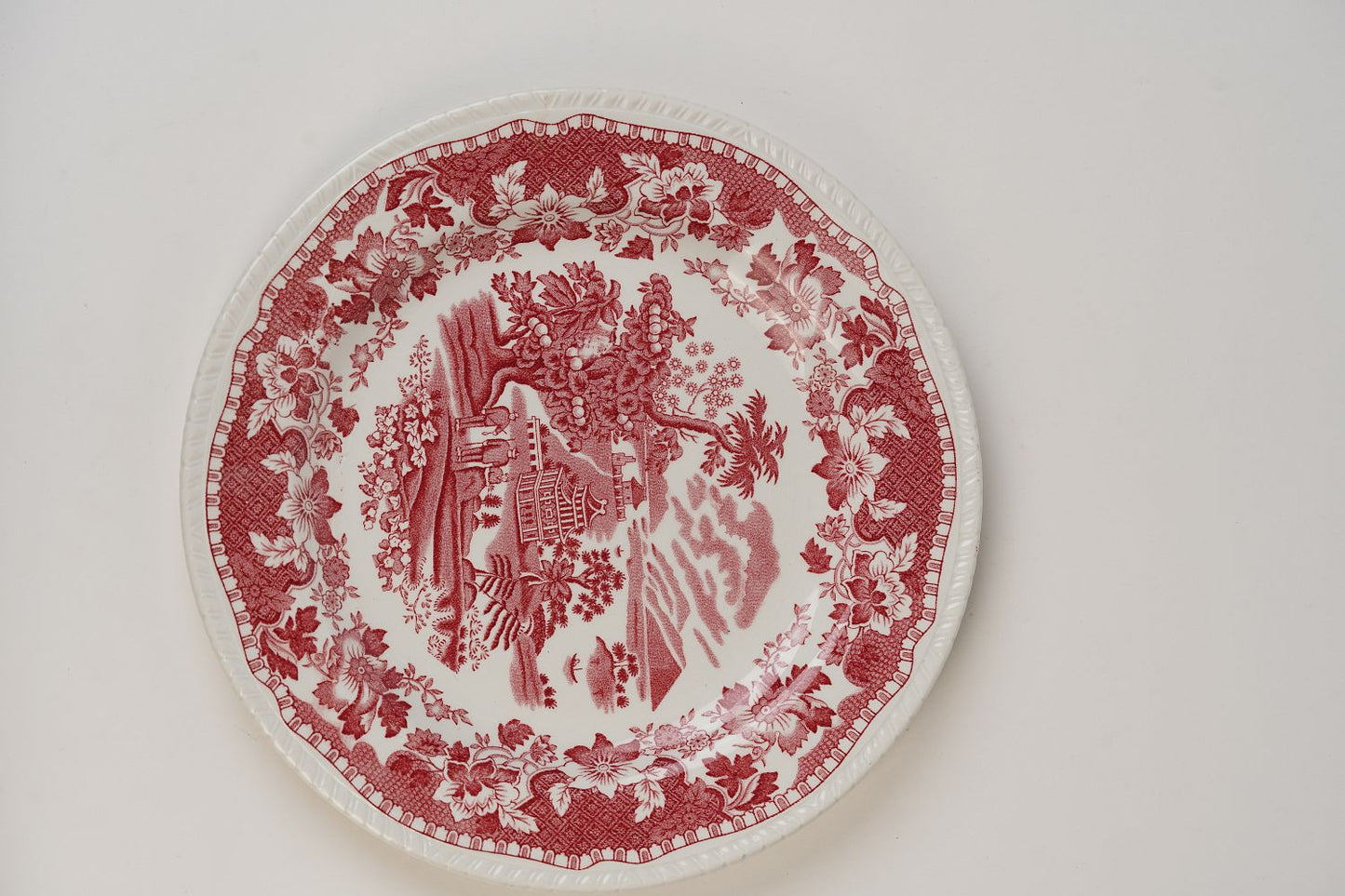 Red & White Sea Forts Enoch Burslem Dinner Plate