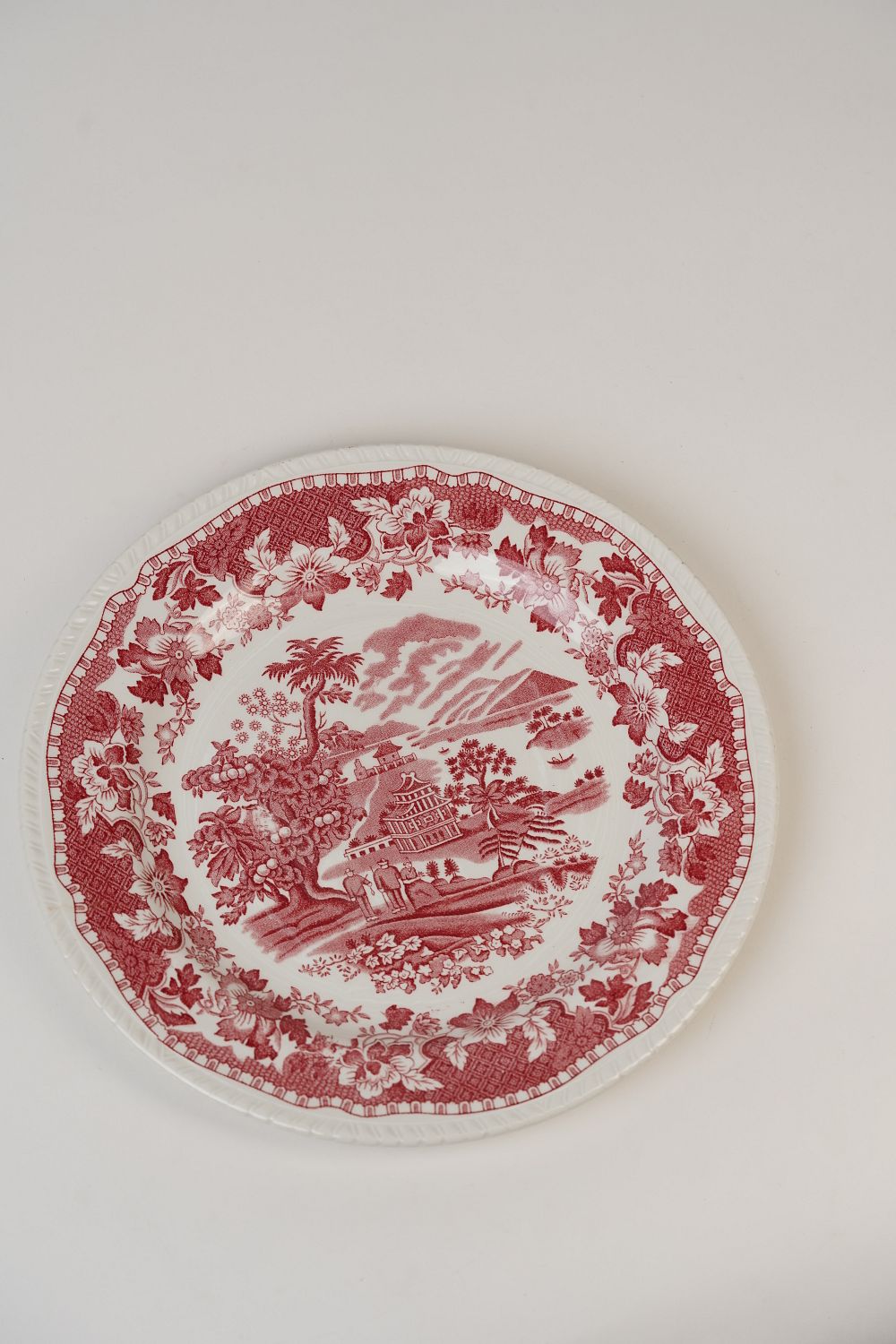 Red & White Sea Forts Enoch Burslem Dinner Plate