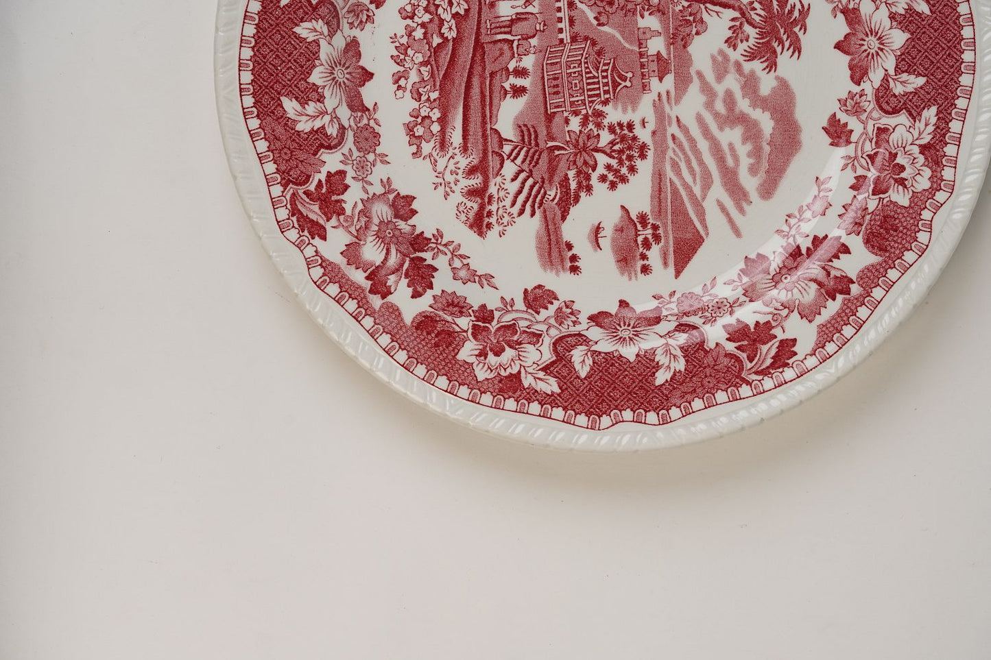 Red & White Sea Forts Enoch Burslem Dinner Plate