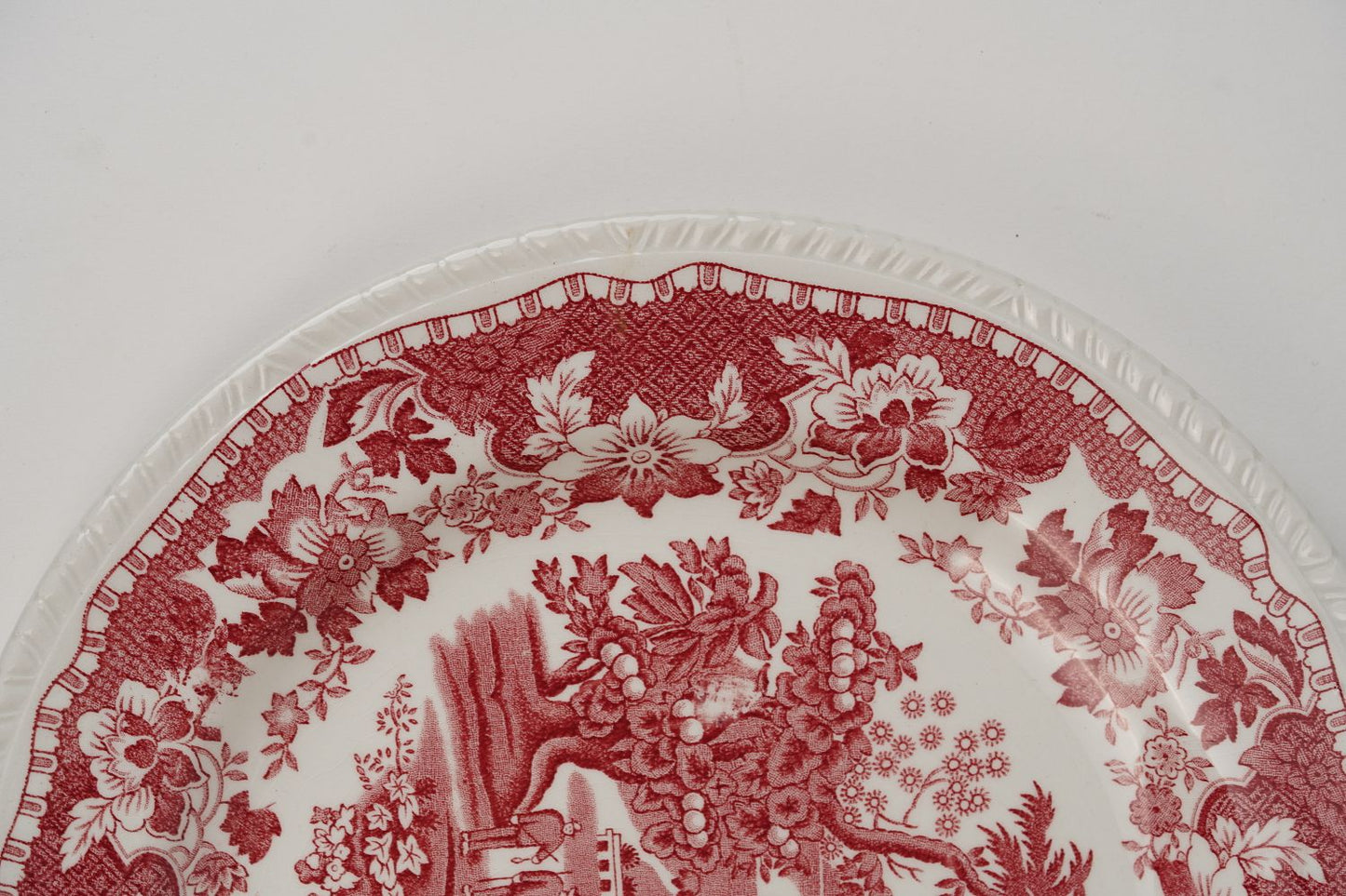 Red & White Sea Forts Enoch Burslem Dinner Plate