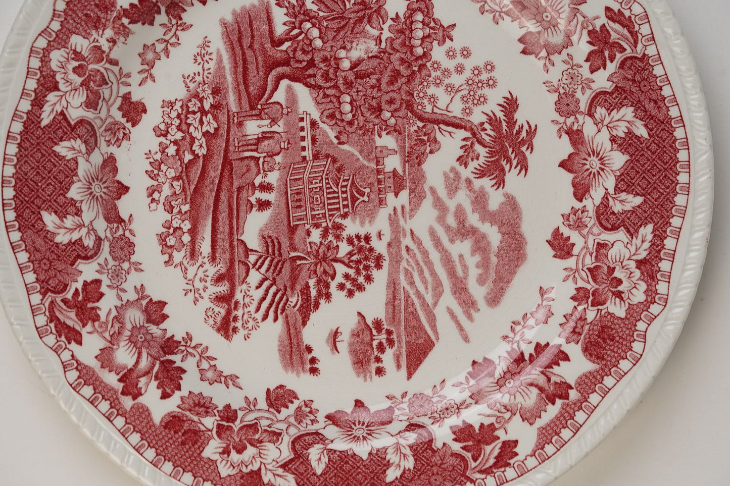 Red & White Sea Forts Enoch Burslem Dinner Plate