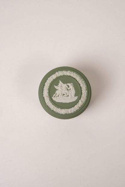 Round Green Wedgwood Trinket Box