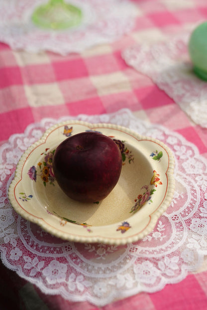 Antique Embroidered Lace Doilies | Set of 2