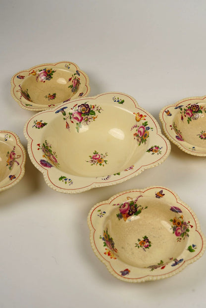 Royal Cauldon Hand-Painted Floral Dessert Bowls, Set of 4