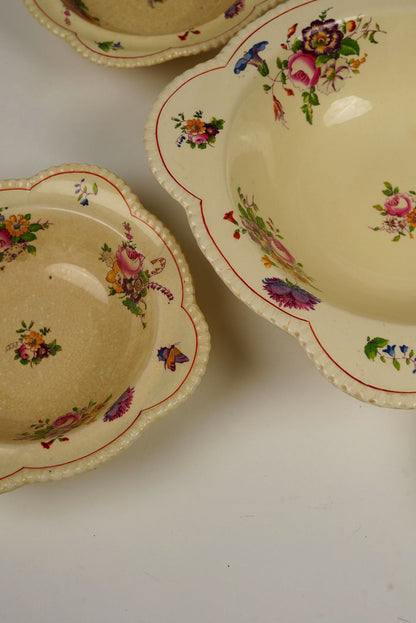 Royal Cauldon Hand-Painted Floral Dessert Bowls, Set of 4