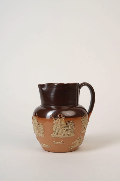 Royal Doulton Stoneware Jug with Moulded Farming Scenes, Edwardian