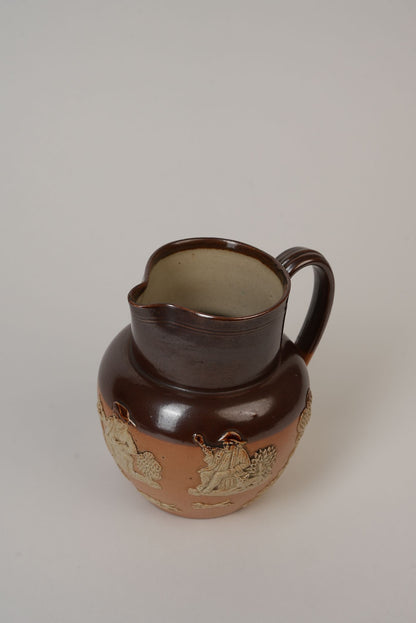 Royal Doulton Stoneware Jug with Moulded Farming Scenes, Edwardian