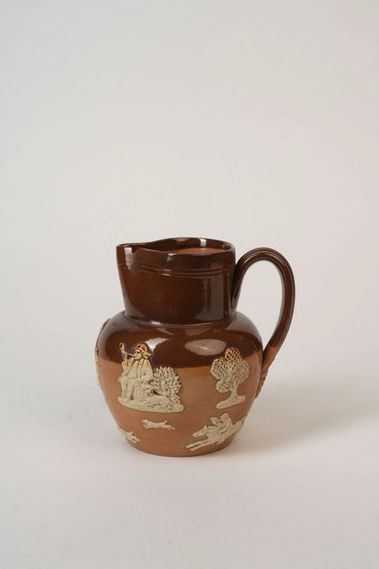 Royal Doulton Stoneware Jug with Moulded Farming Scenes, Edwardian