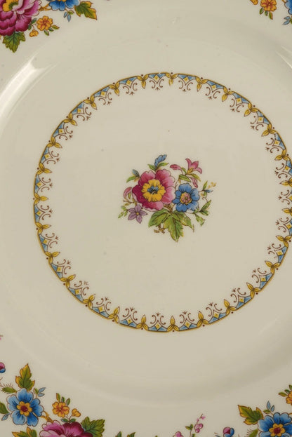Set of 8 | Royal Grafton 'Malvern' Bone China Floral Dinner Plate with Gilt Trim