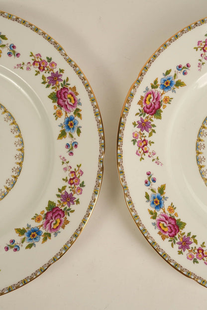 Set of 8 | Royal Grafton 'Malvern' Bone China Floral Dinner Plate with Gilt Trim