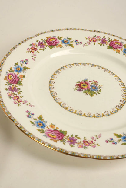 Set of 8 | Royal Grafton 'Malvern' Bone China Floral Dinner Plate with Gilt Trim