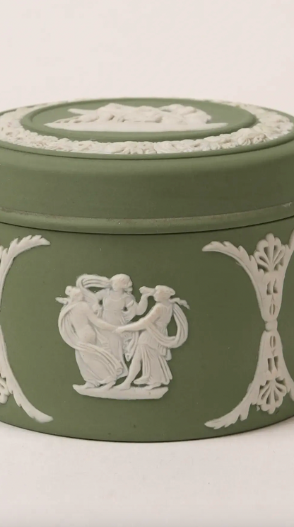 Round Green Wedgwood Trinket Box