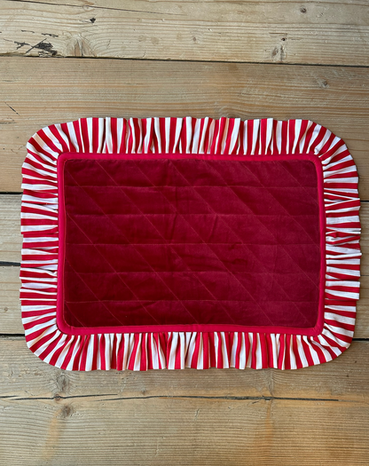 Red Velvet Frill Placemats  | Set of 2