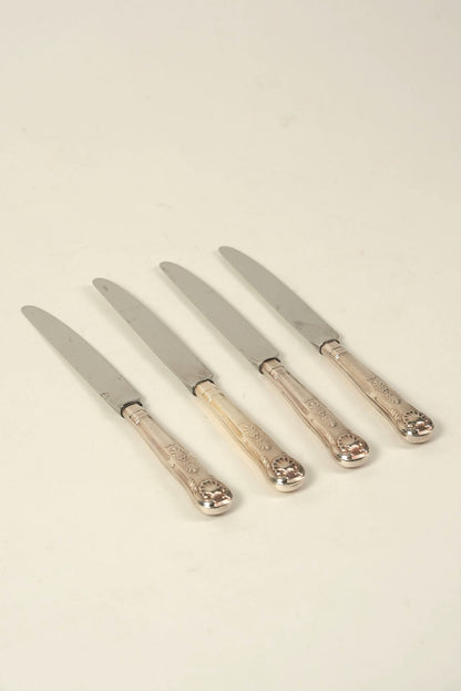 Set of 6 | Vintage Silver-Plated Dinner Knives with Ornate Handles
